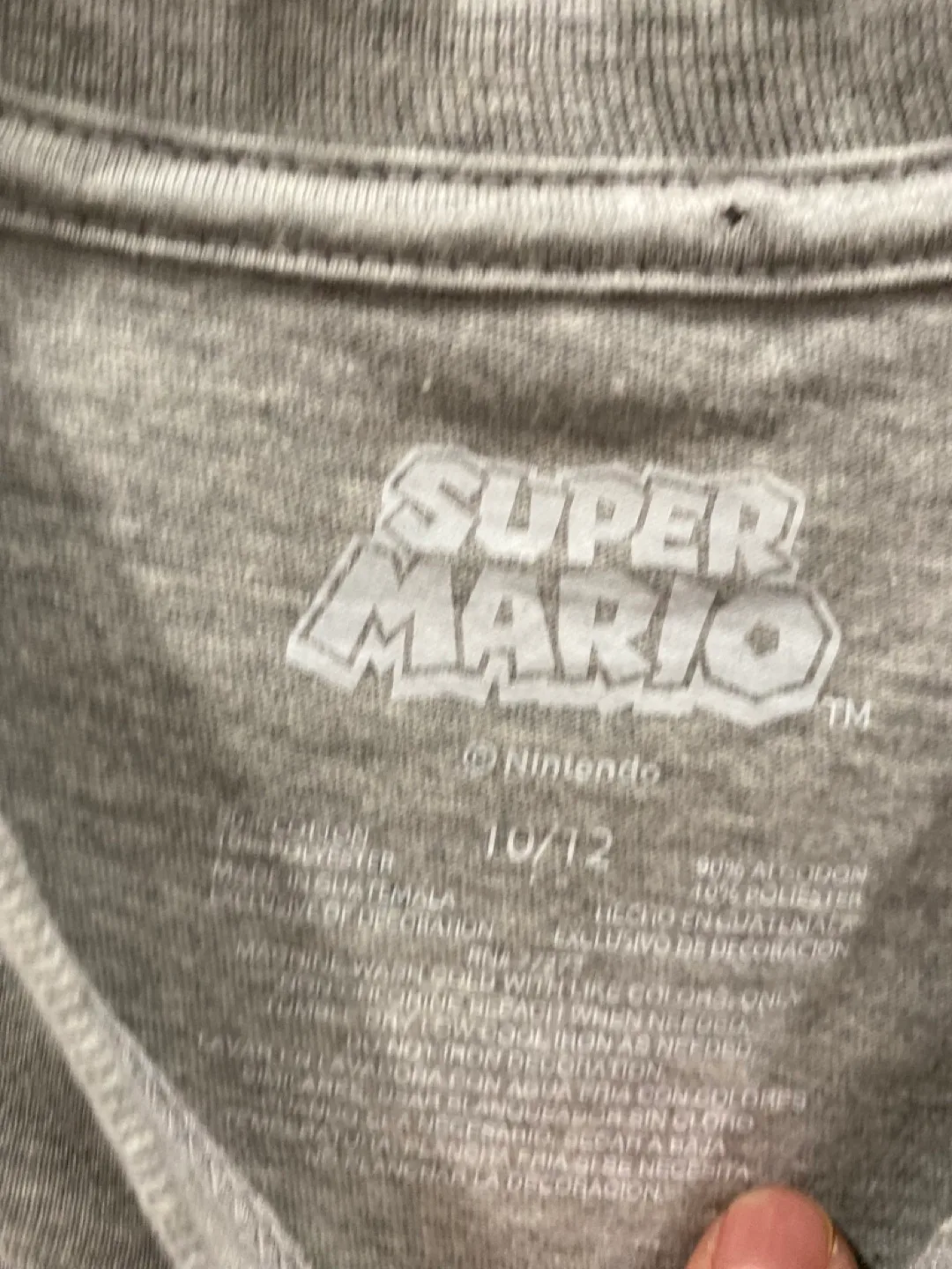 Super Mario Bros. Boys' Size 10/12 Gray T-Shirt image indicator(3)