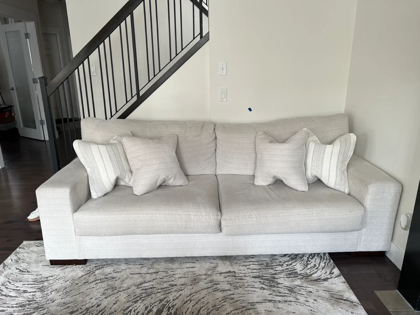 Beige Sofa with 4 Throw Pillows included thumbnail