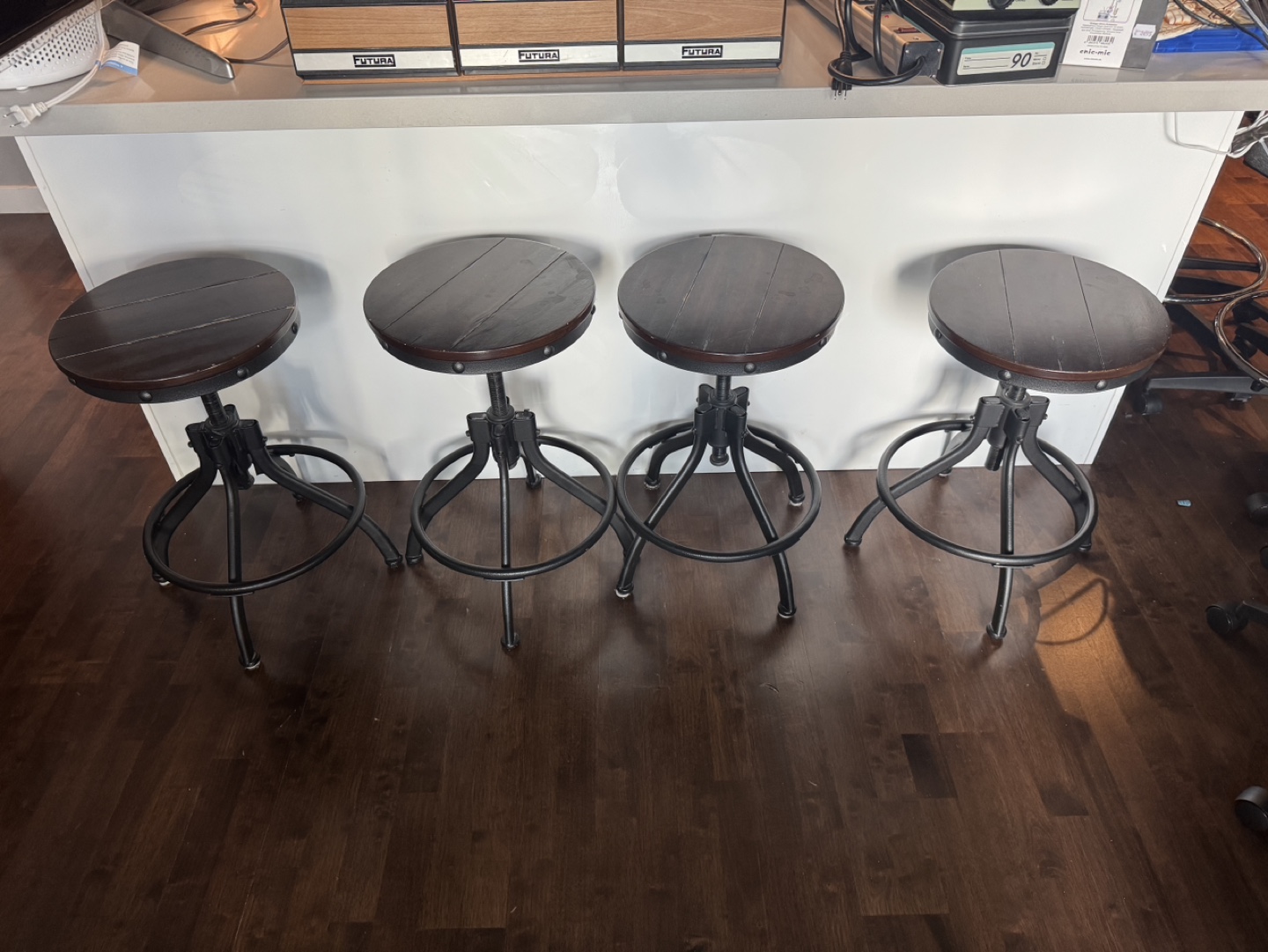 Set of Four Industrial-Style Bar Stools