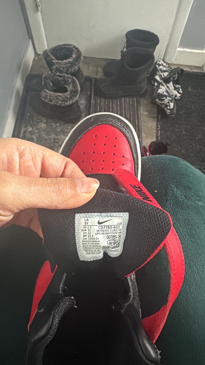 Nike Kids' Size 3Y Red and Black High-Top Sneakers