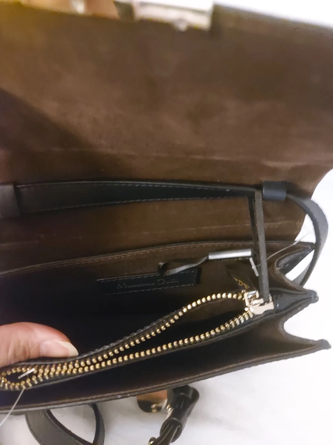 Massimo Dutti Midnight Blue Crocodile-Embossed Crossbody Bag 🏈 image indicator(2)