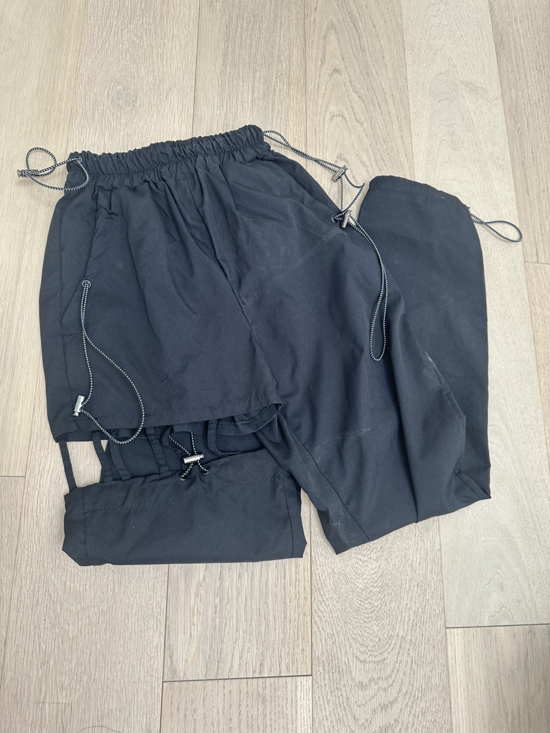 Black Cargo Pants with Cutouts and Drawstrings - photo 4