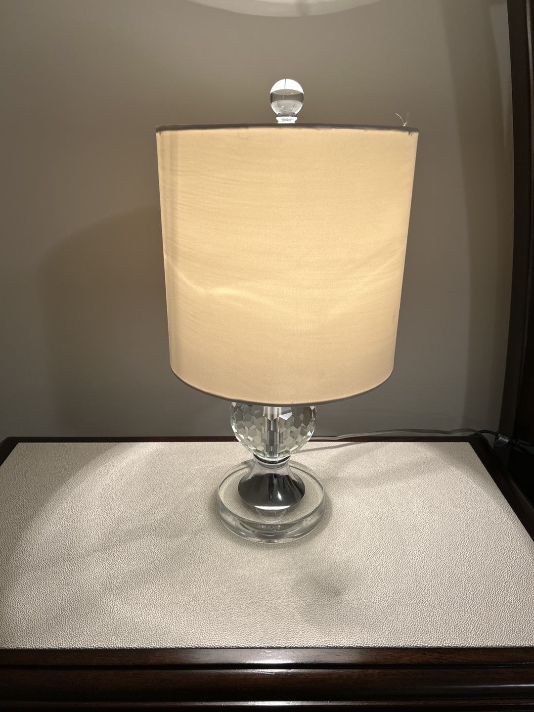 Crystal Table Lamp with Off-White Shade