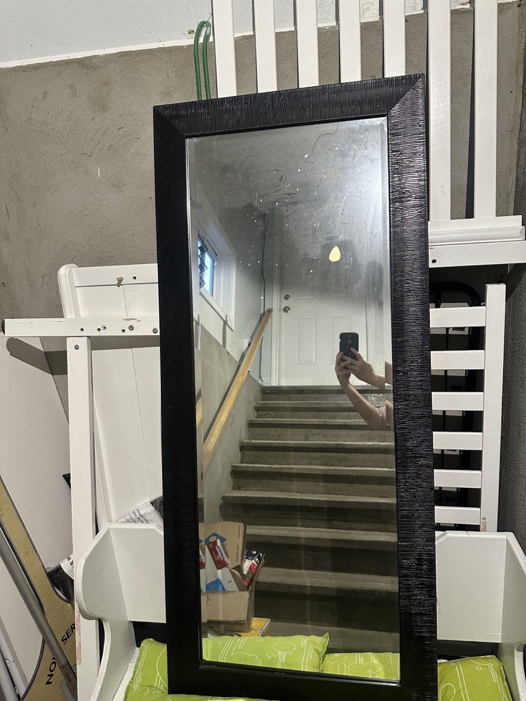 Black framed full-length mirror - photo 2
