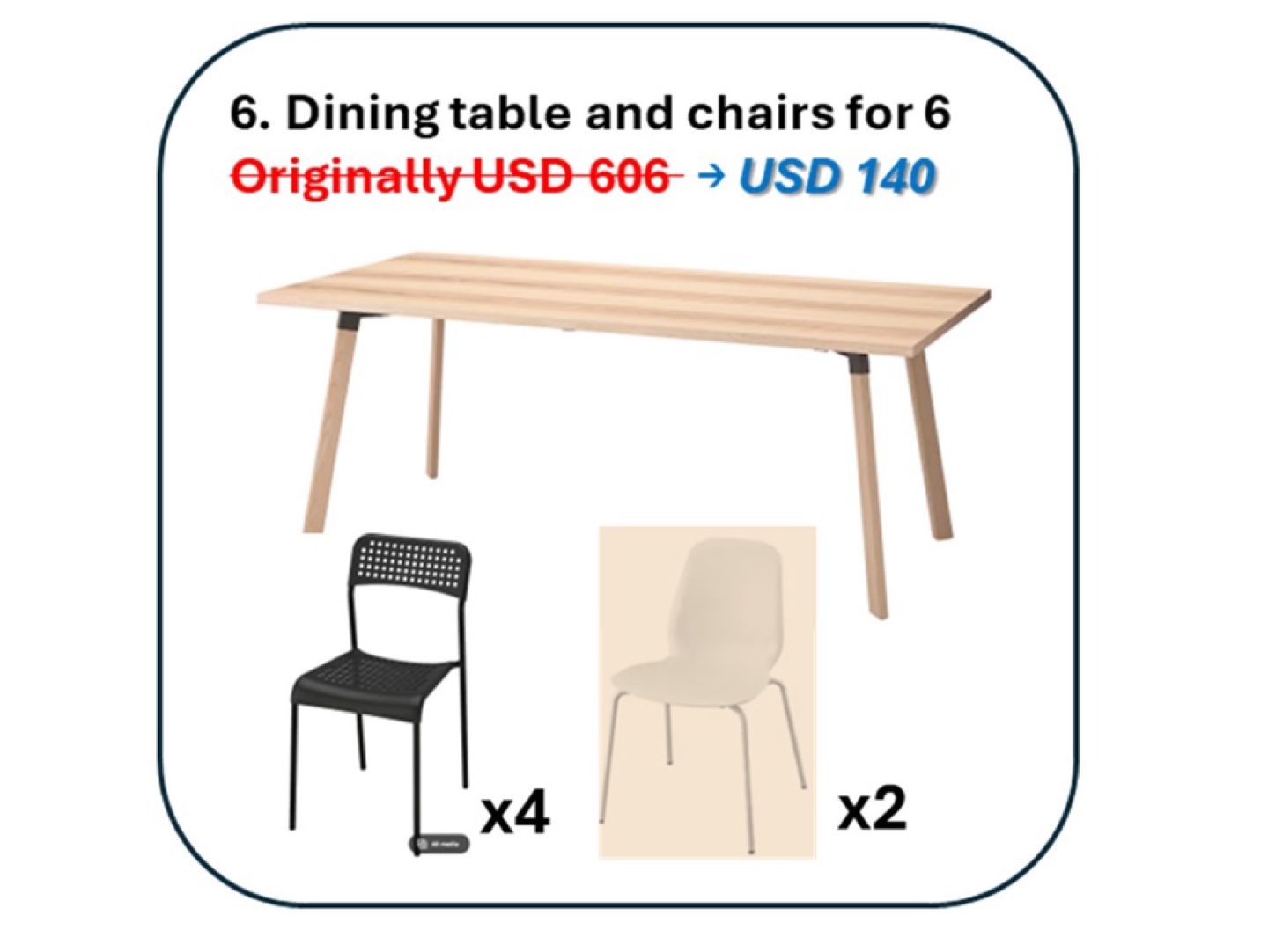 Dining Table and Six Chairs Set