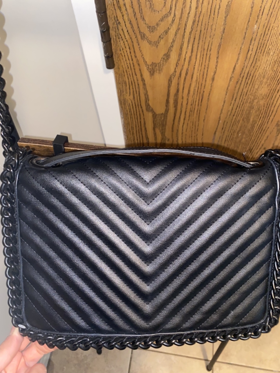 Black Quilted Chain Strap Crossbody Bag - photo 5