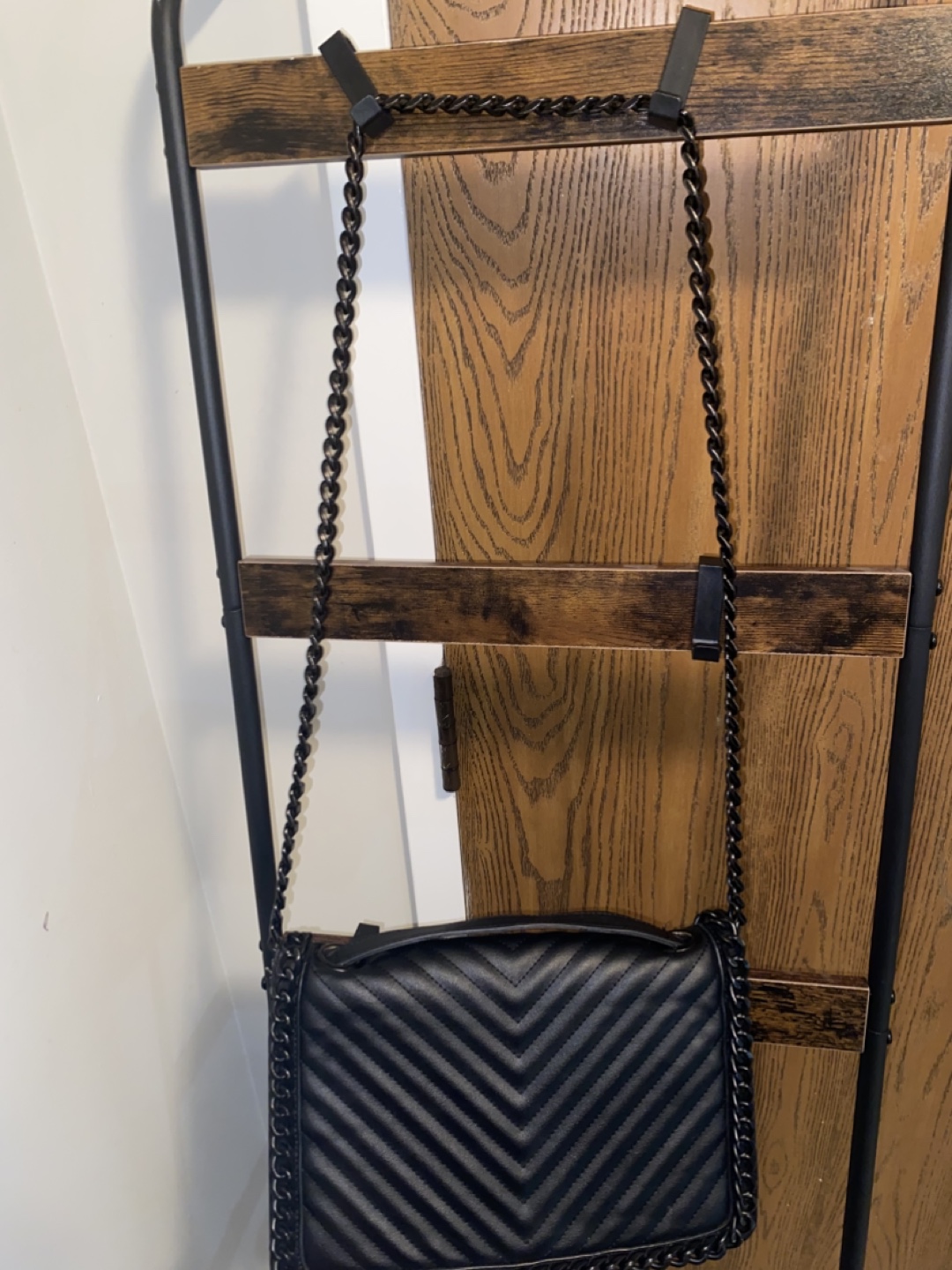 Black Quilted Chain Strap Crossbody Bag - photo 3