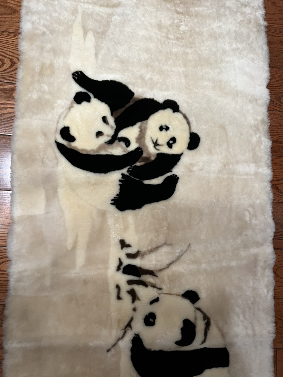 Vintage Alpaca Fur Panda Family approx 24x53" - photo 2