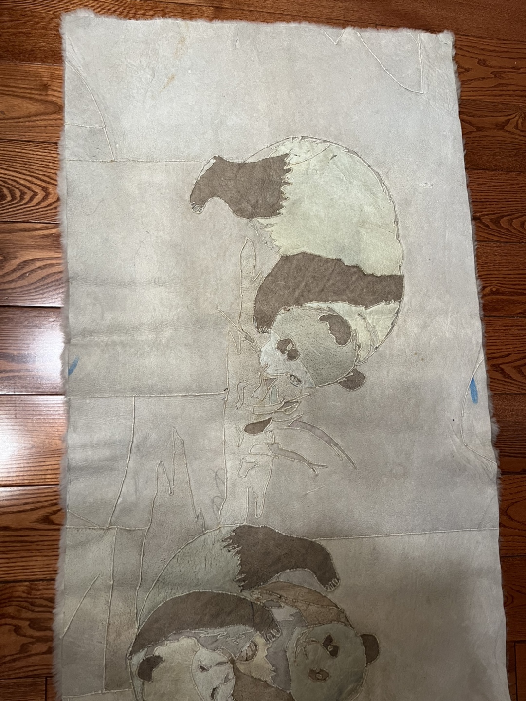 Vintage Alpaca Fur Panda Family approx 24x53" - photo 4