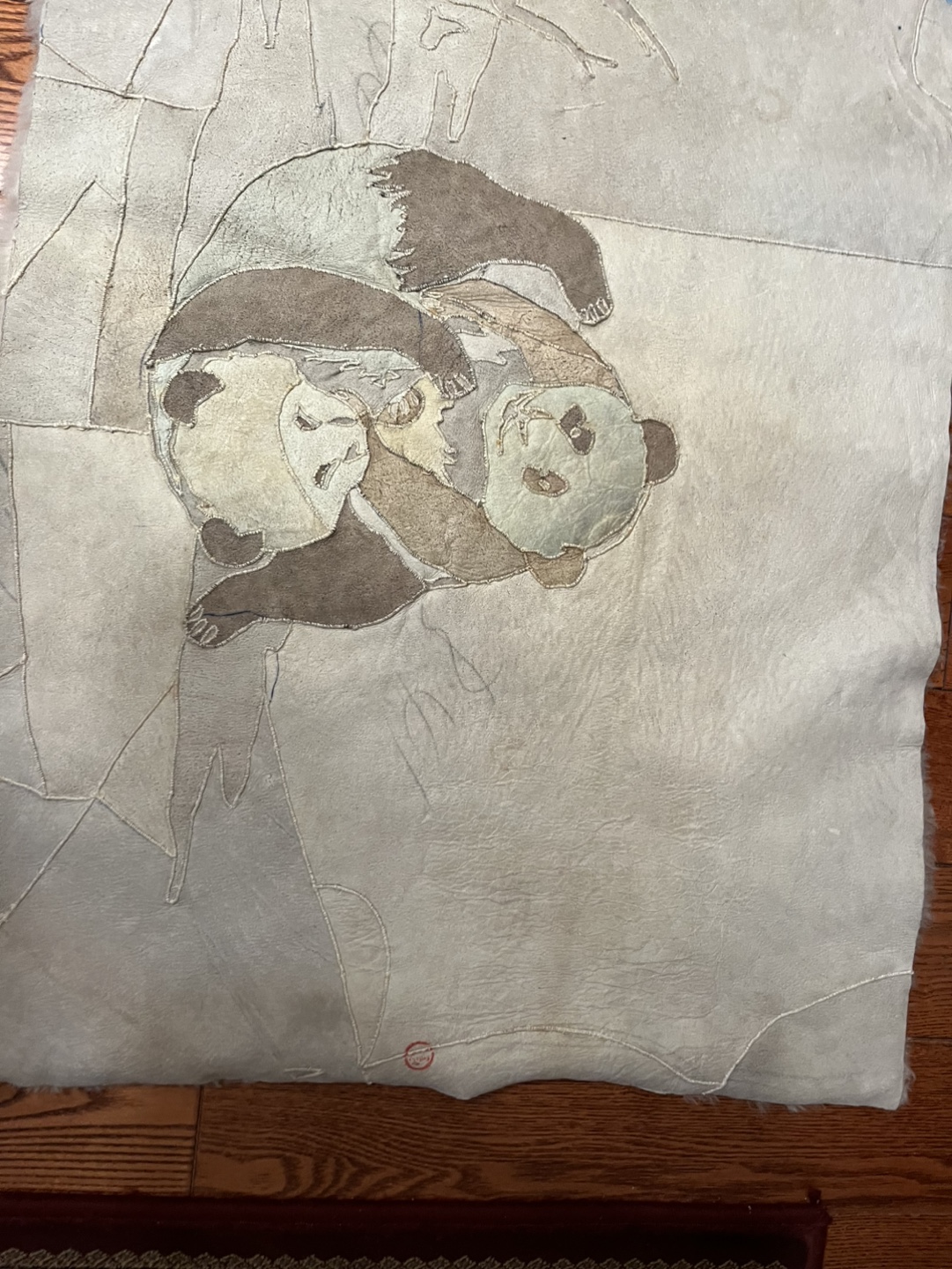 Vintage Alpaca Fur Panda Family approx 24x53" - photo 3
