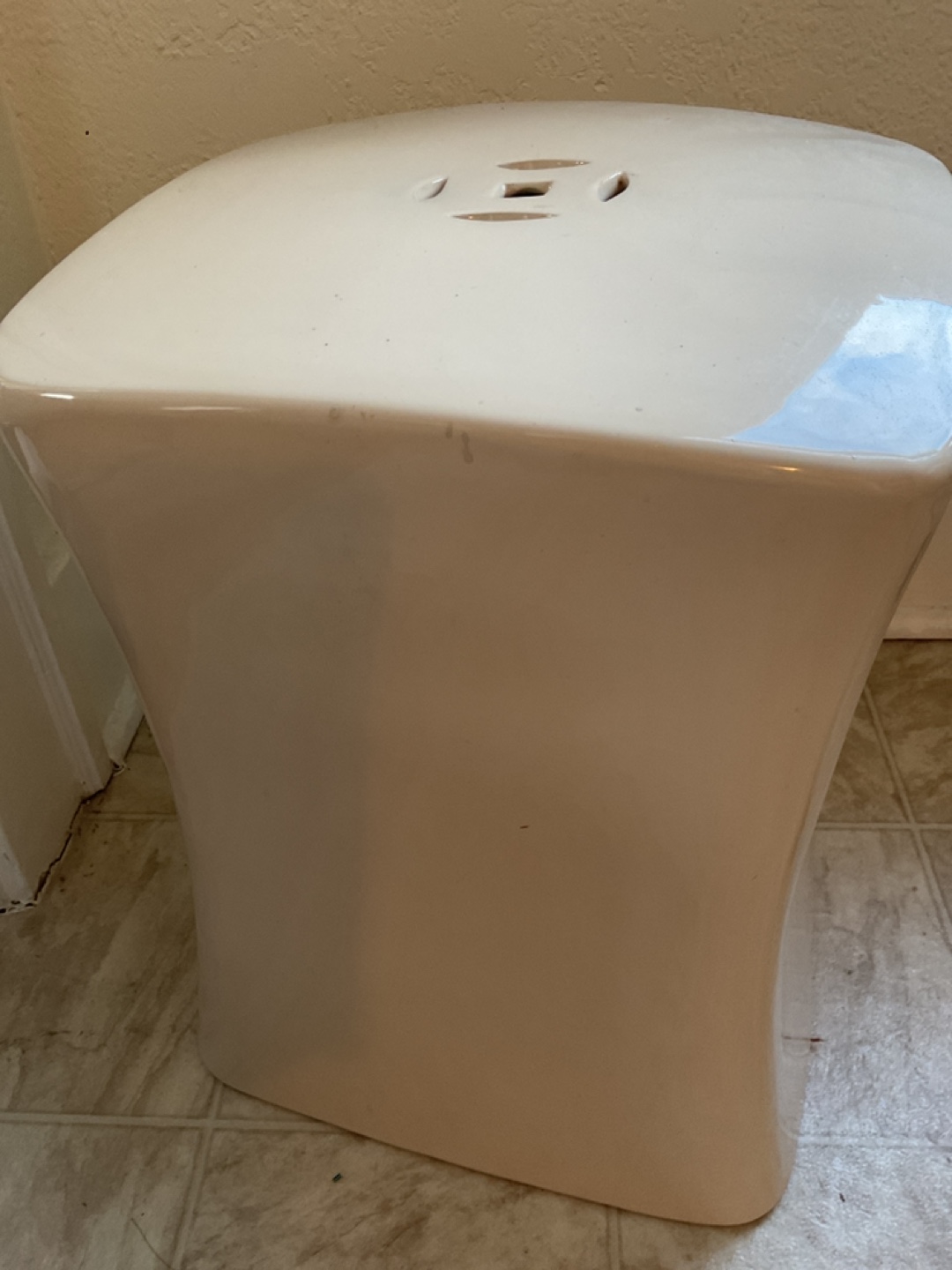 White Ceramic Shower or Vanity Designer Stool