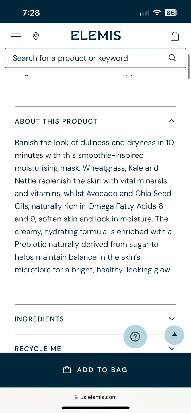 Elemis Superfood Vital Veggie Mask Green Mask image indicator(3)