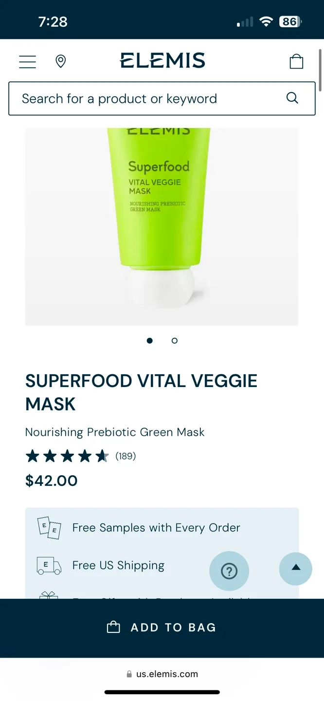 Elemis Superfood Vital Veggie Mask Green Mask image indicator(2)