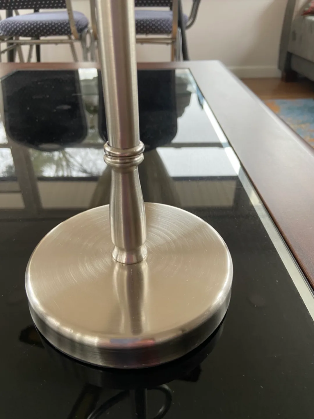 Freestanding Brushed Nickel Towel Ring Holder image indicator(6)