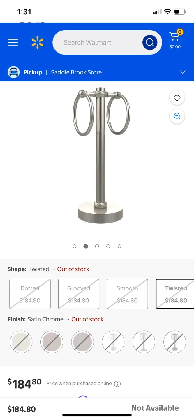 Freestanding Brushed Nickel Towel Ring Holder image indicator(9)