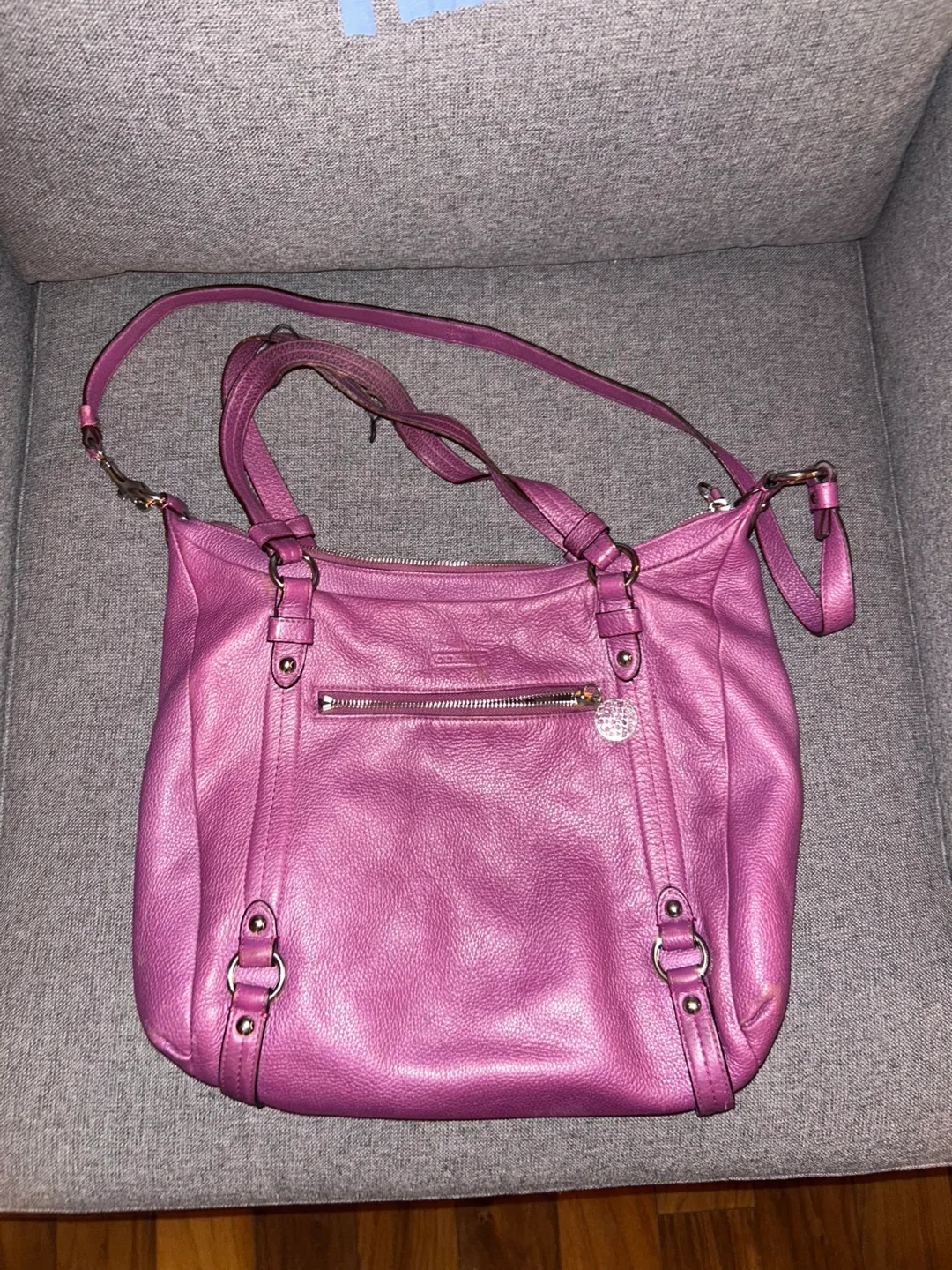 Purple Leather Coach Shoulder Bag thumbnail