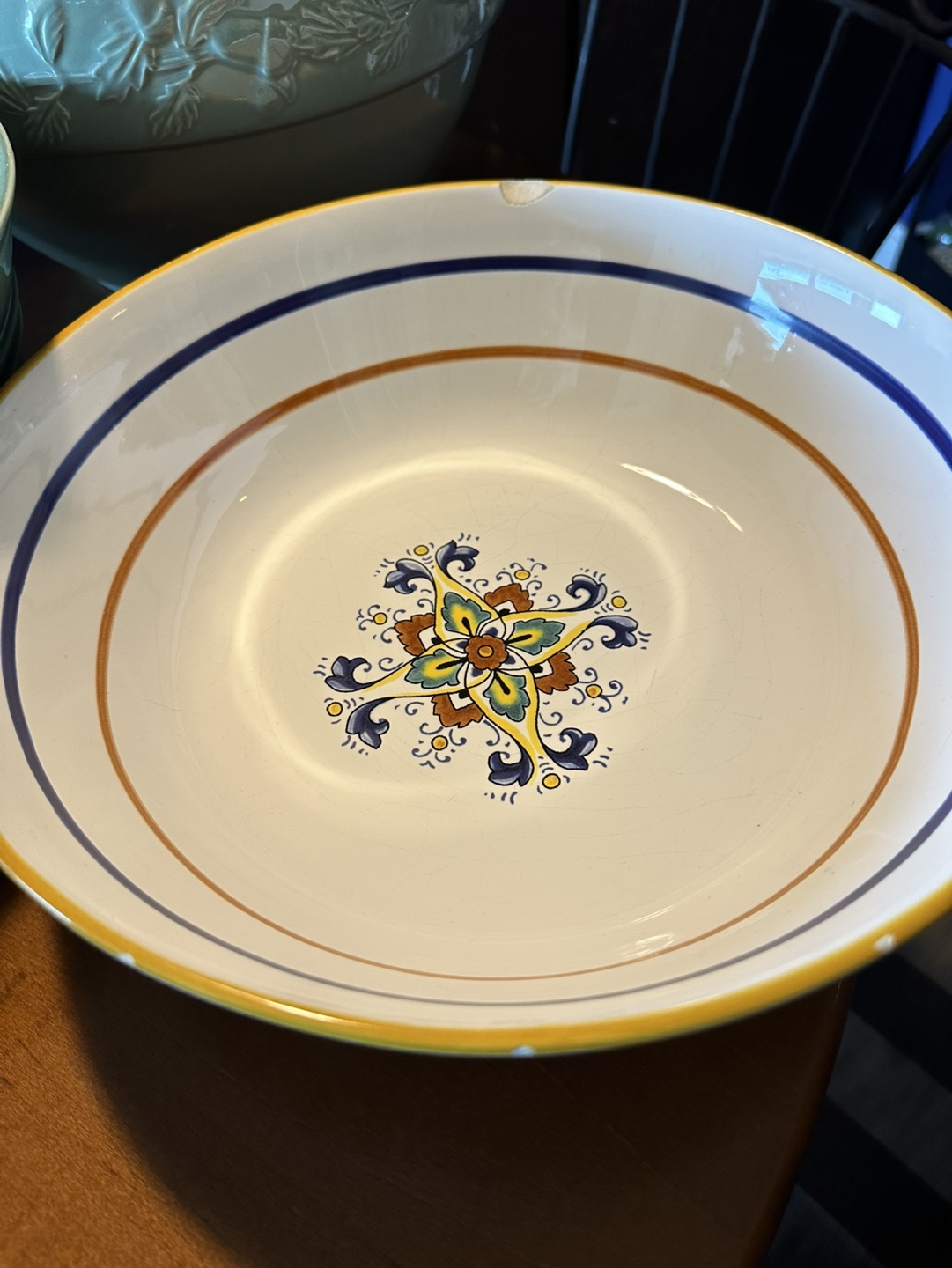 Vintage Italian Serving Bowl, Hand-painted Design