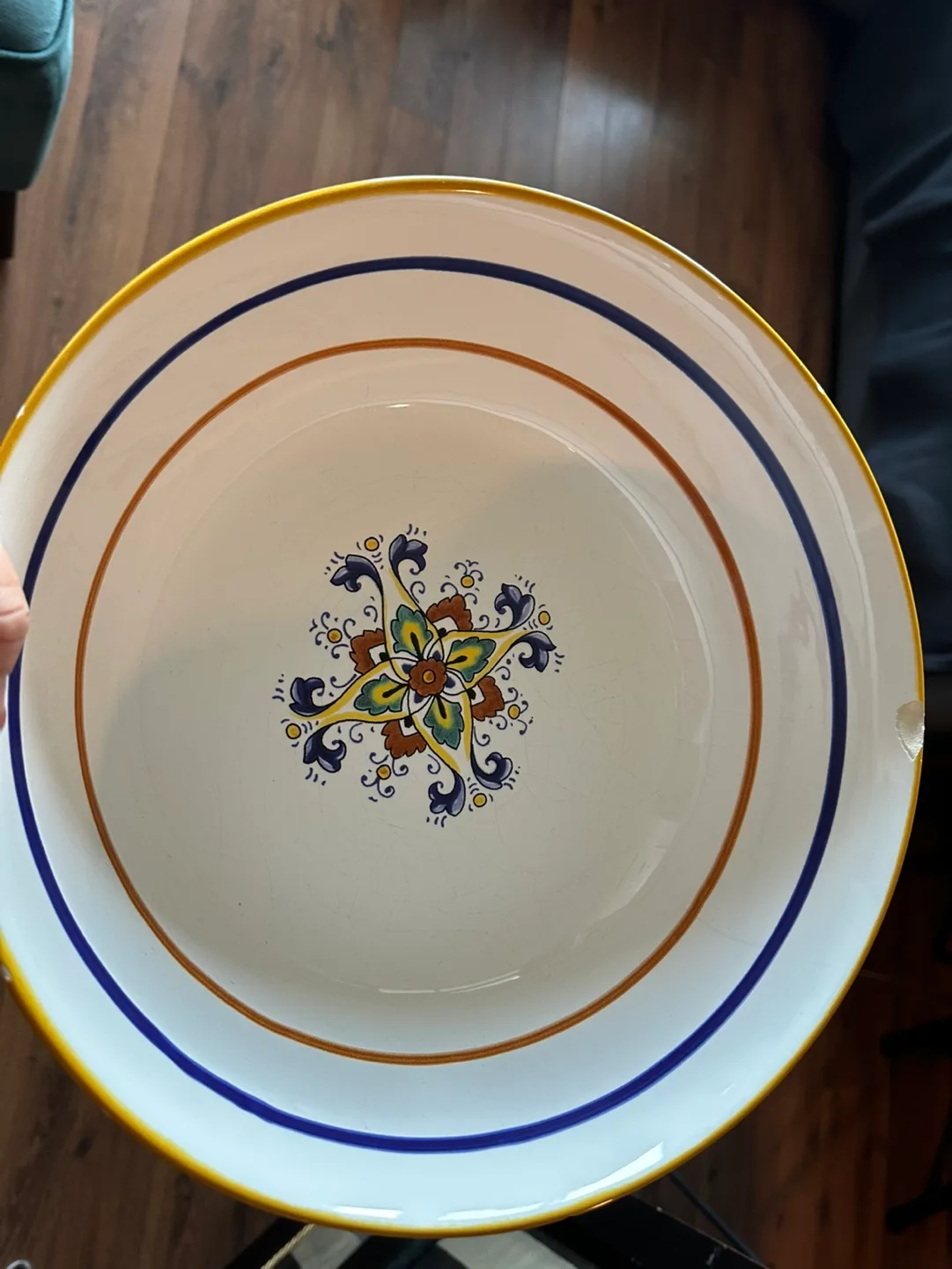 Vintage Italian Serving Bowl, Hand-painted Design image indicator(4)