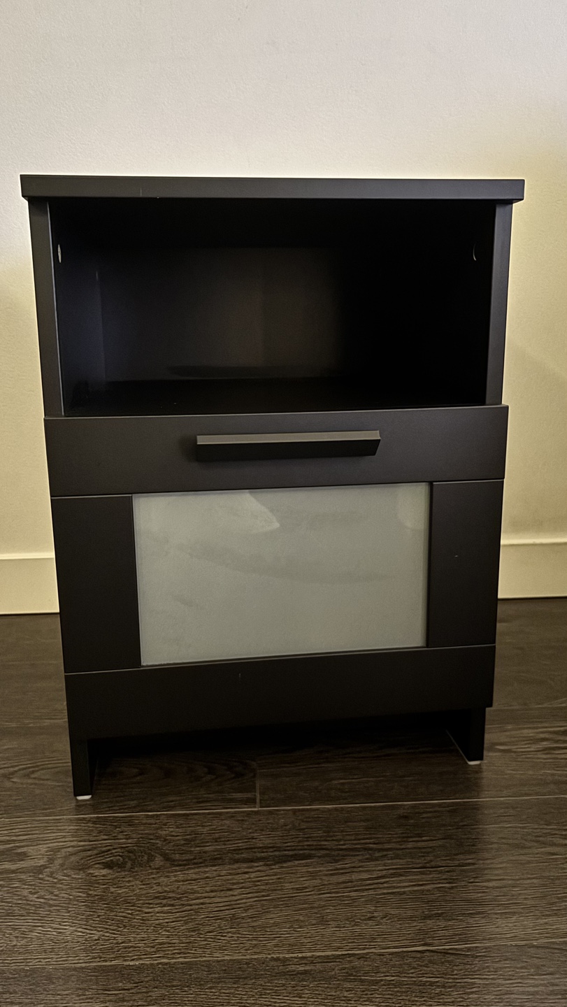 Black Nightstand with Drawer and Shelf - photo 2