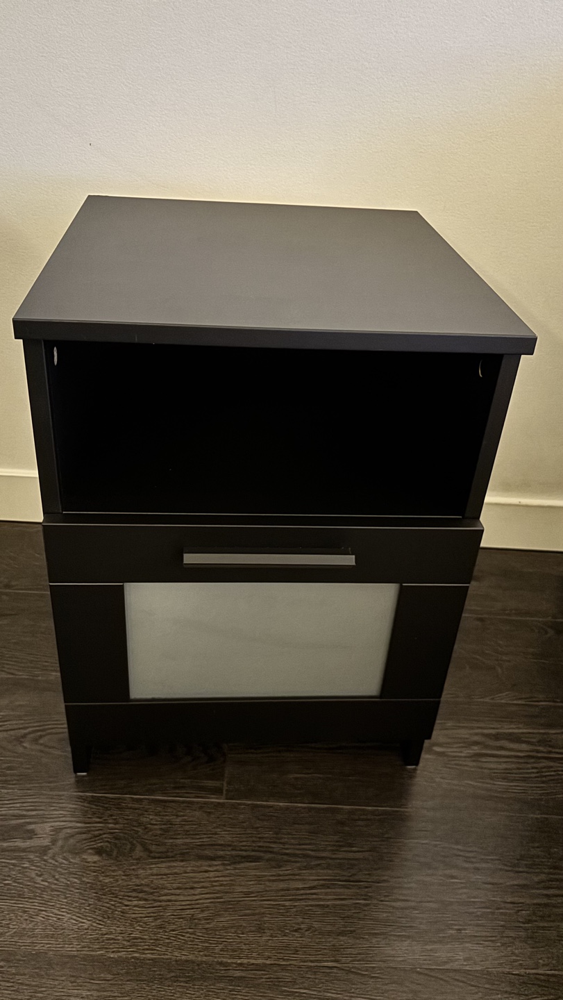 Black Nightstand with Drawer and Shelf - photo 4