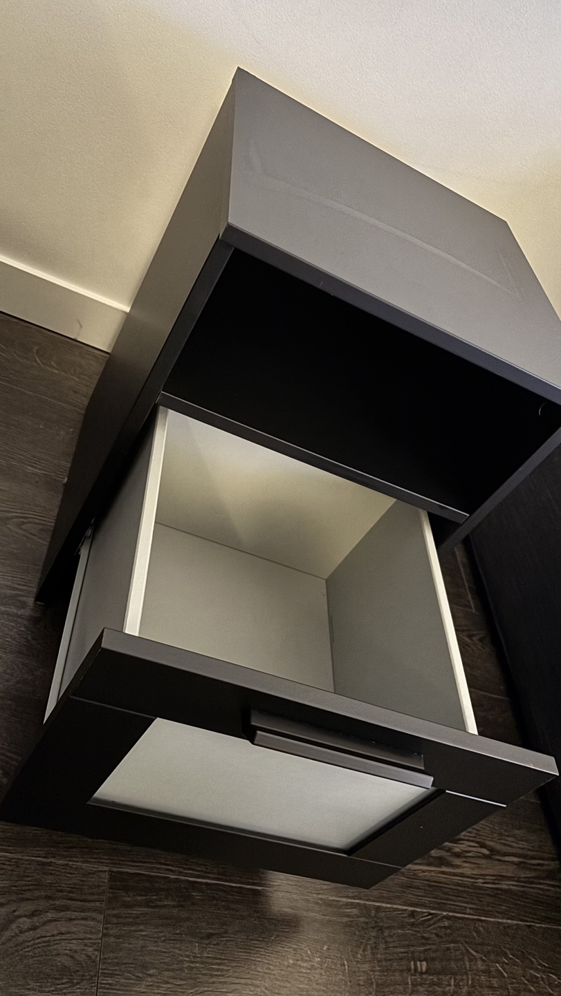 Black Nightstand with Drawer and Shelf - photo 3