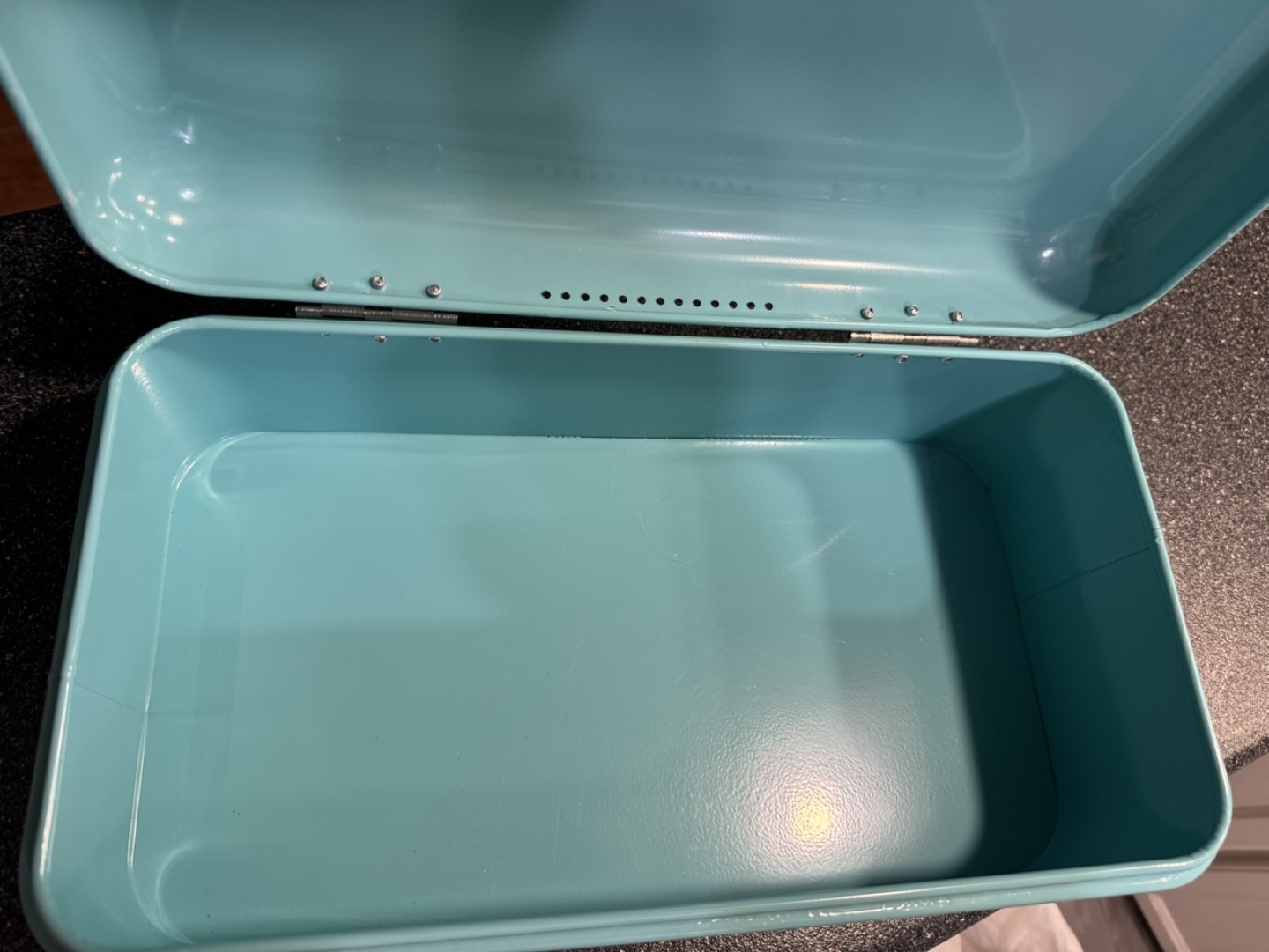 Pastel Teal Metal Bread Bin - photo 3