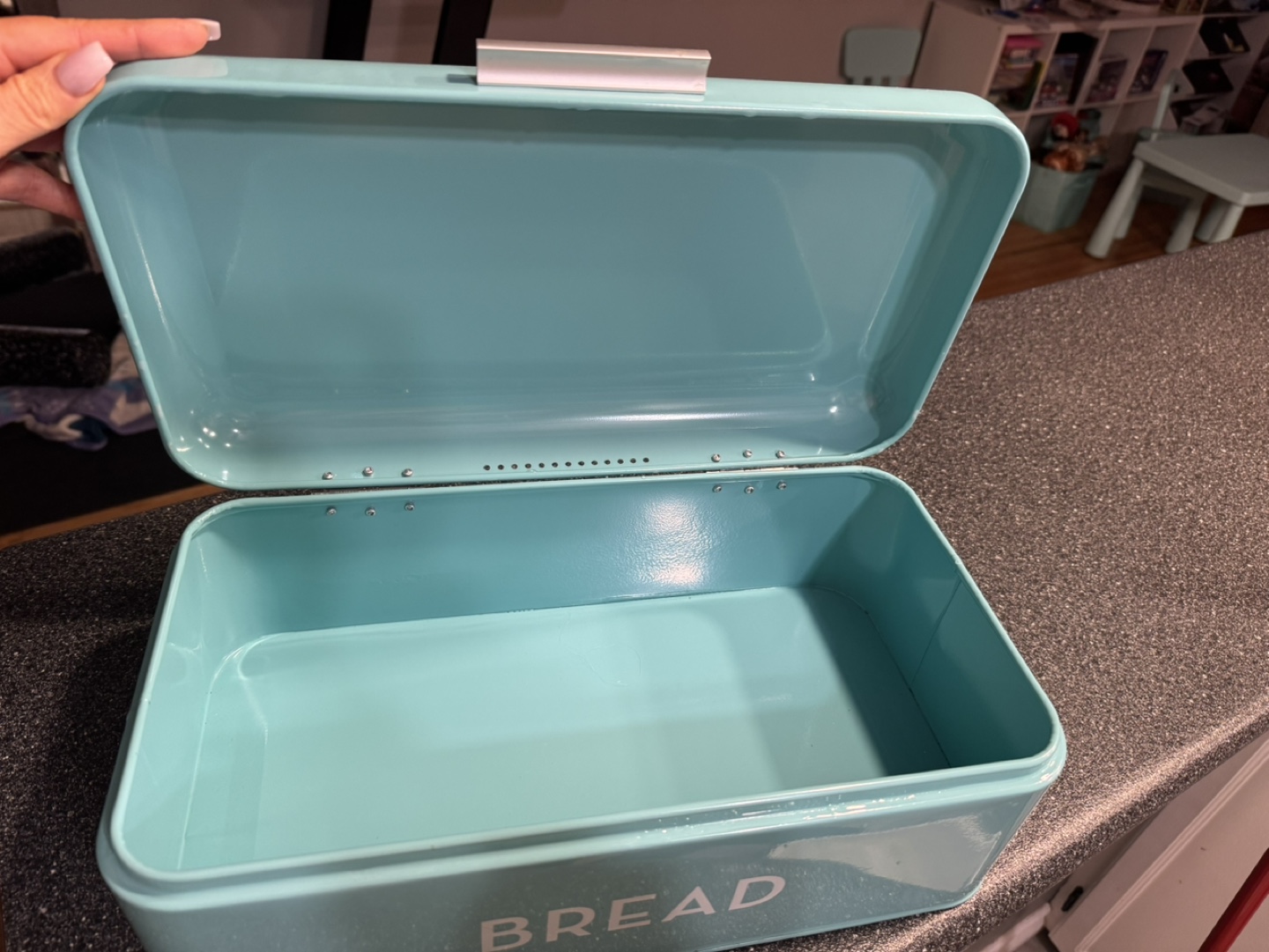 Pastel Teal Metal Bread Bin - photo 2