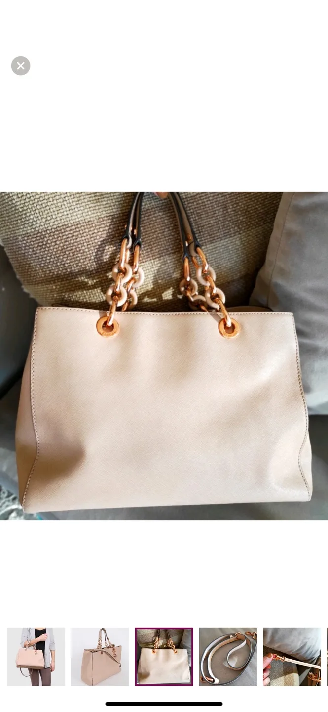 Michael Kors Pale Pink Leather Tote Bag image indicator(9)