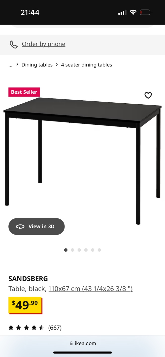 SANDSBERG Black Table - 110x67 cm