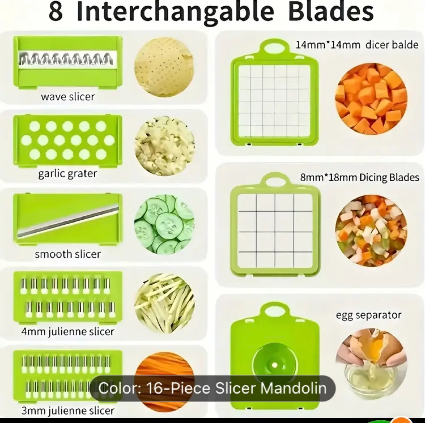 16-Piece Veggie Slicer Mandoline image indicator(5)