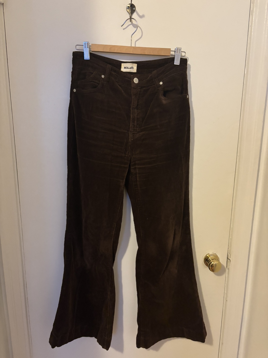 Rollas Brown Corduroy Flare Jeans