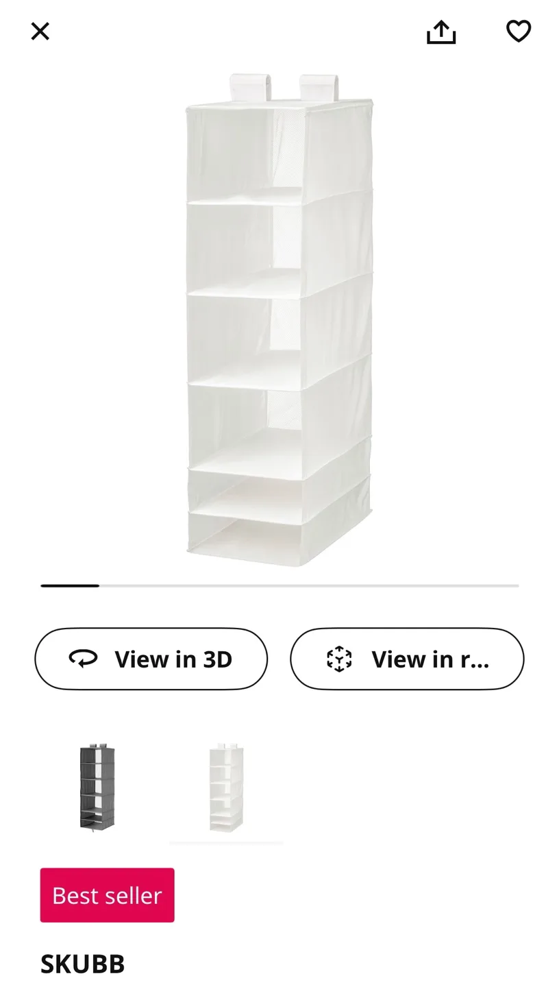 IKEA SKUBB Hanging Organiser - White image indicator(2)