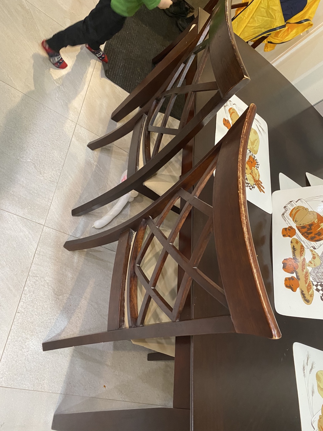 Dark Brown Wooden Dining Table and Chairs Set - photo 3