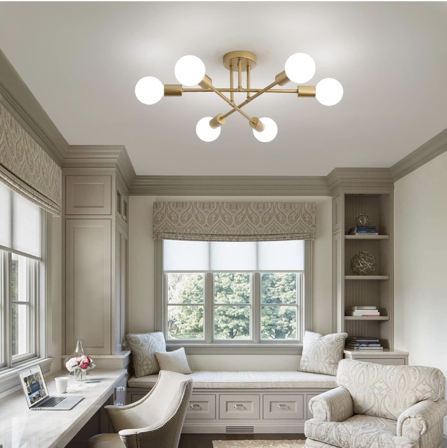 Gold 6-Light Semi-Flush Mount Ceiling Fixture - photo 5