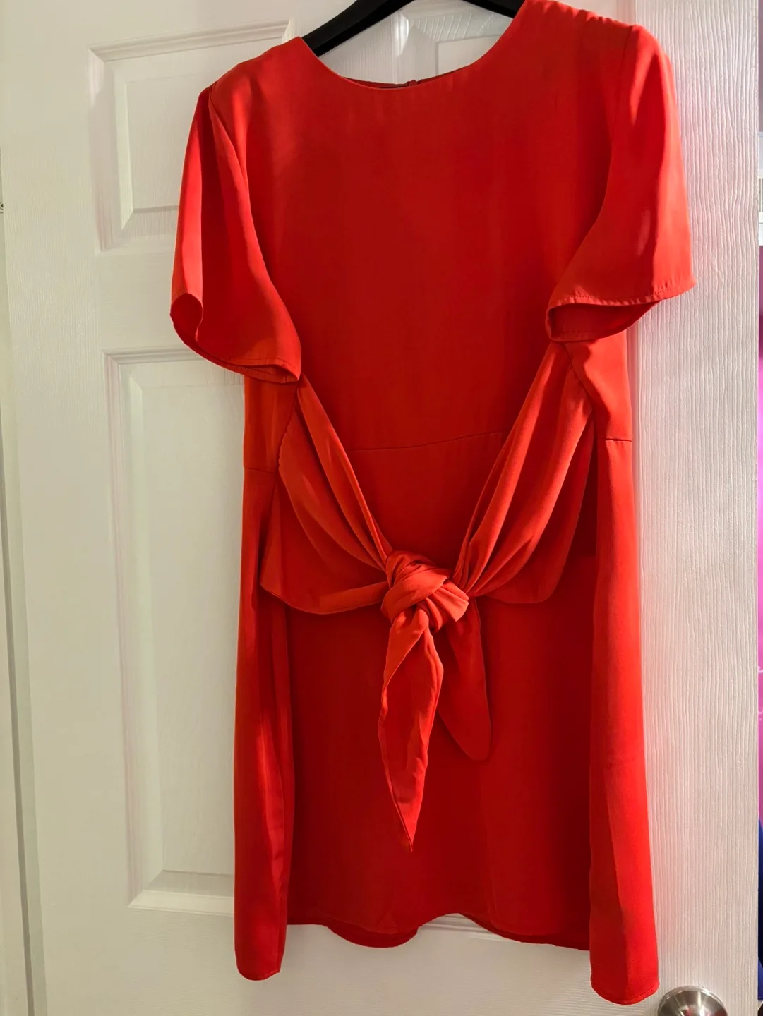 Orange Tie-Waist Mini Dress - Size Large image indicator(2)