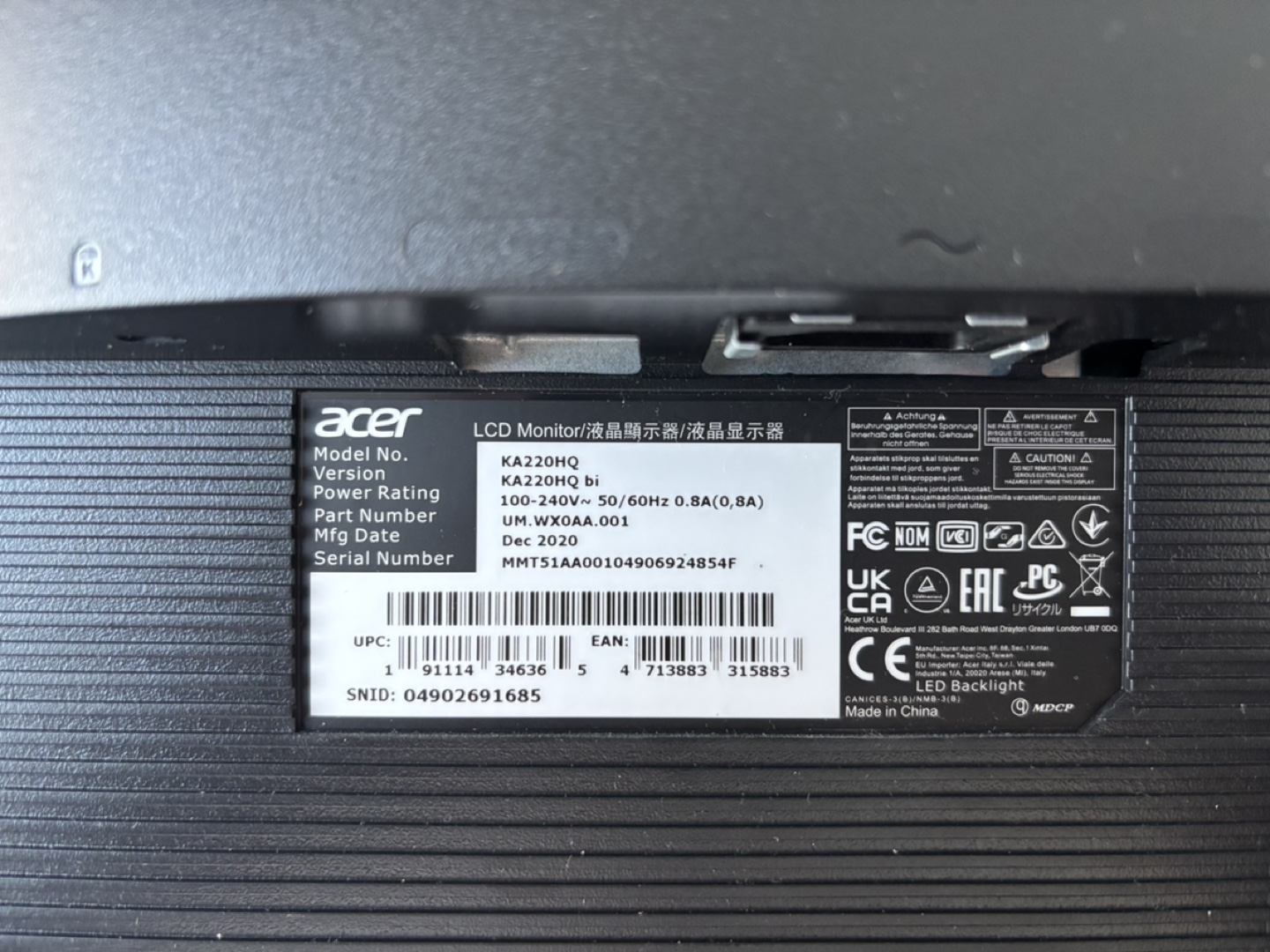 Acer 22” full HD LED Monitor - photo 3