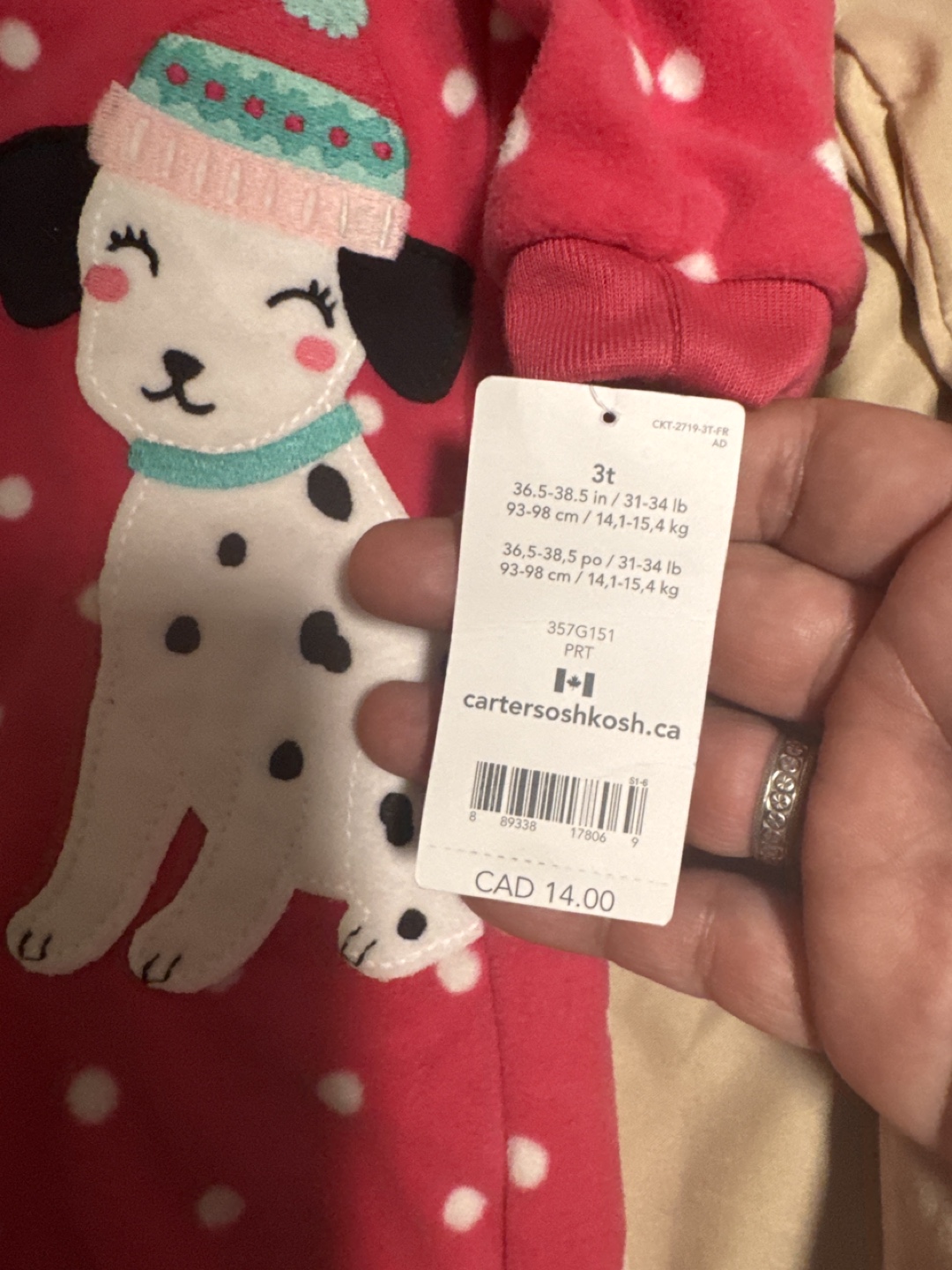 Carter's Pink Dalmatian Footed Pajamas & Kids Socks - photo 2