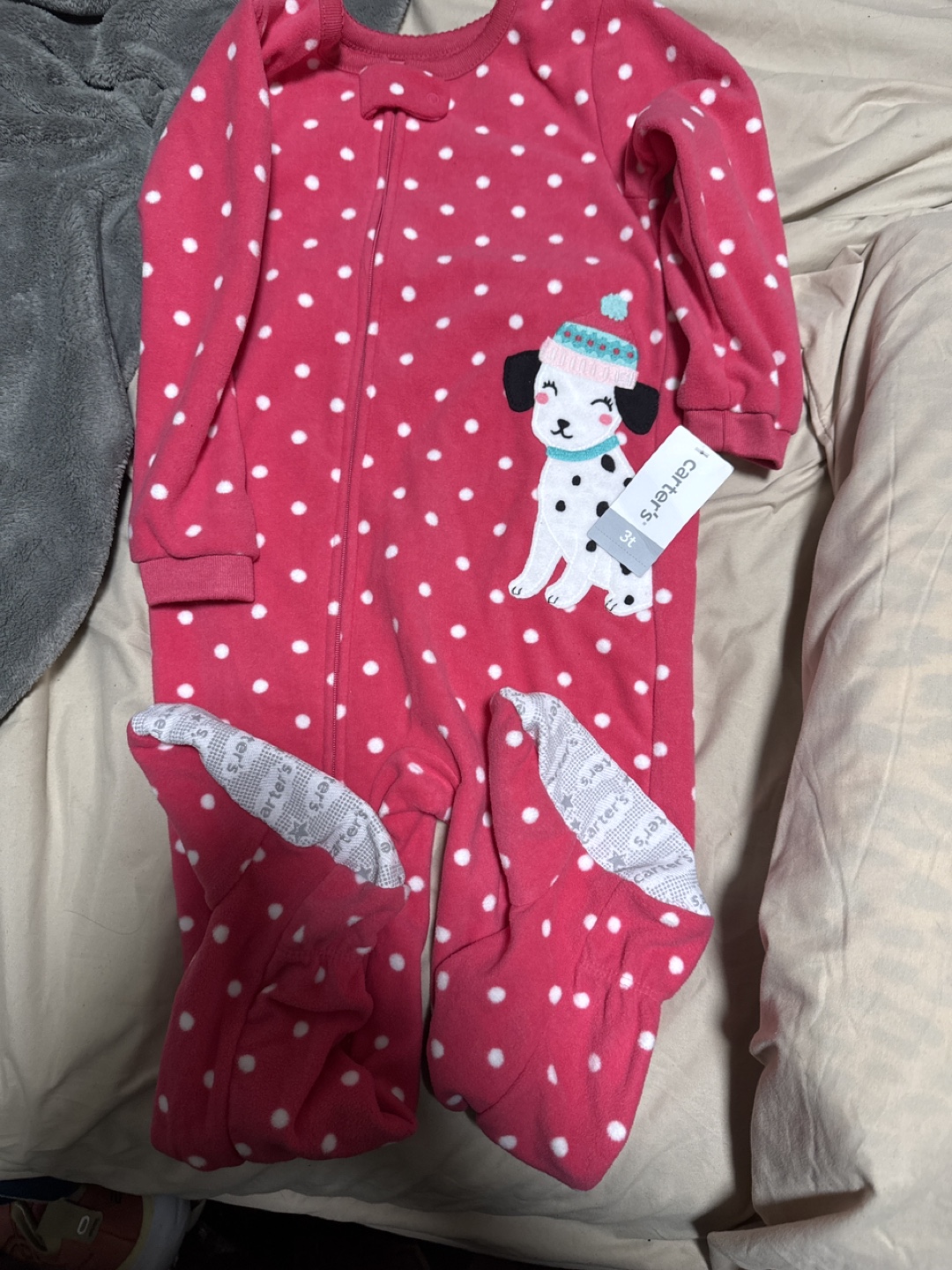 Carter's Pink Dalmatian Footed Pajamas & Kids Socks