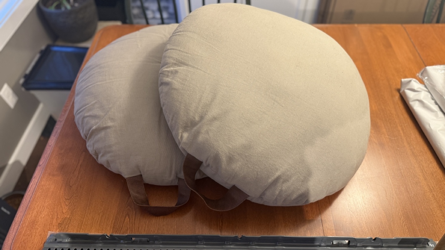 Pair of Round Floor Cushions with Handles