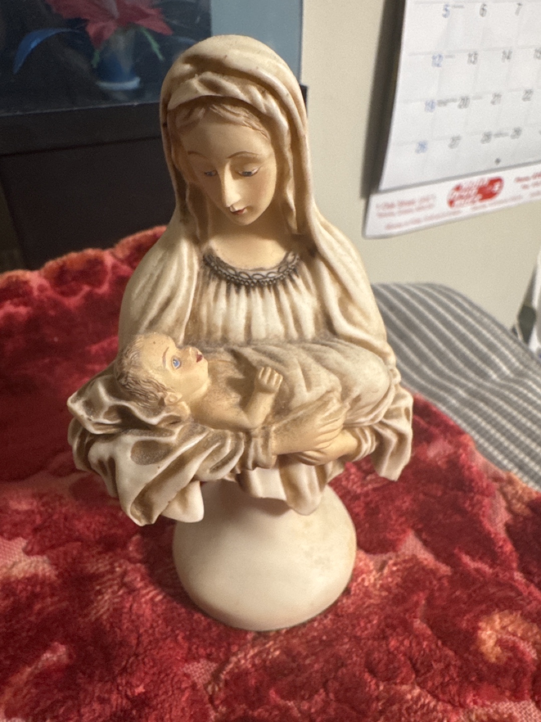 Vintage Mary and Baby Jesus Bust Statue