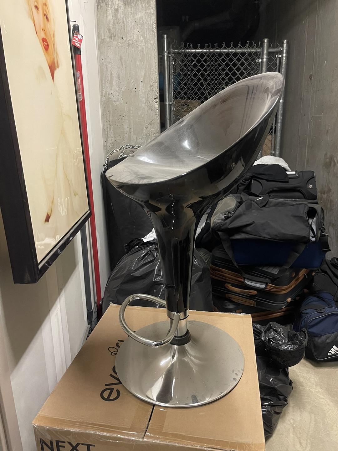 Modern Black and Chrome Bar Stool