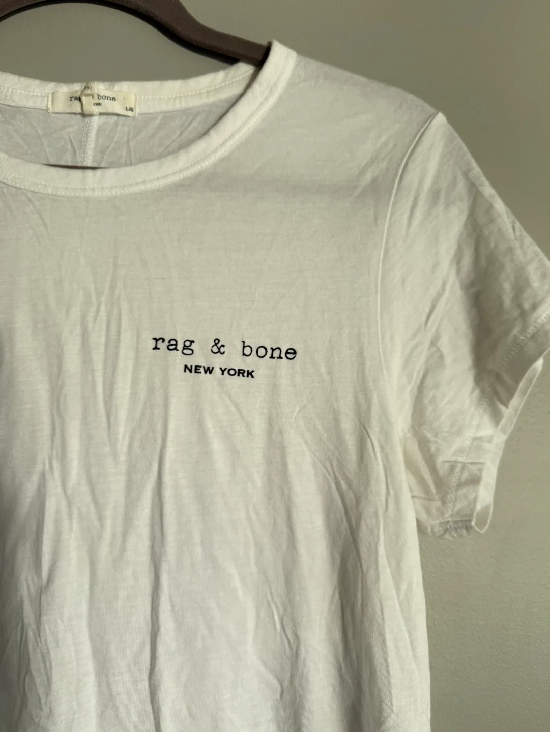 rag & bone New York logo printed white crew neck tee 🏈 image indicator(2)