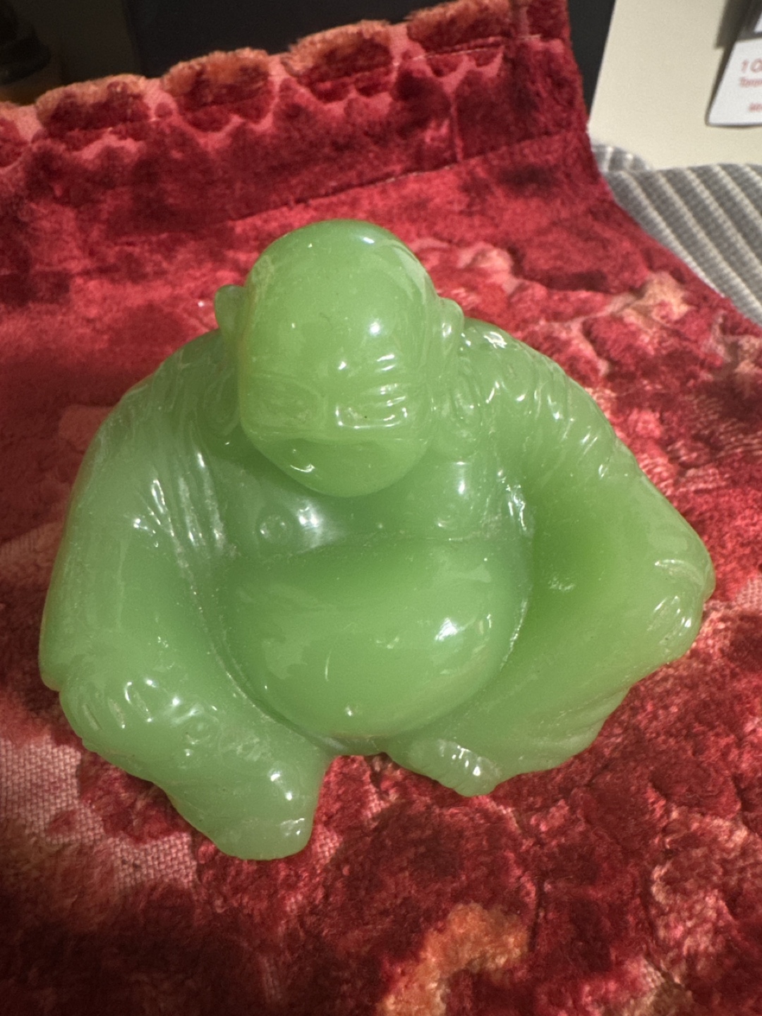 Green Jade Laughing Buddha Statue