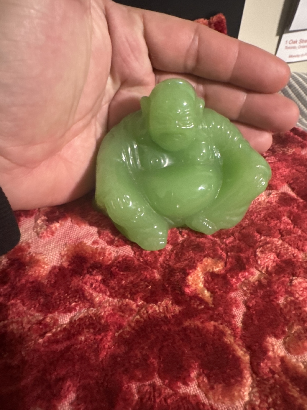 Green Jade Laughing Buddha Statue - photo 3