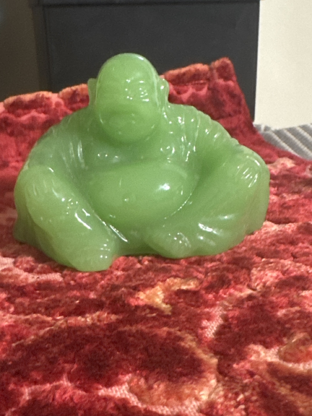 Green Jade Laughing Buddha Statue - photo 2