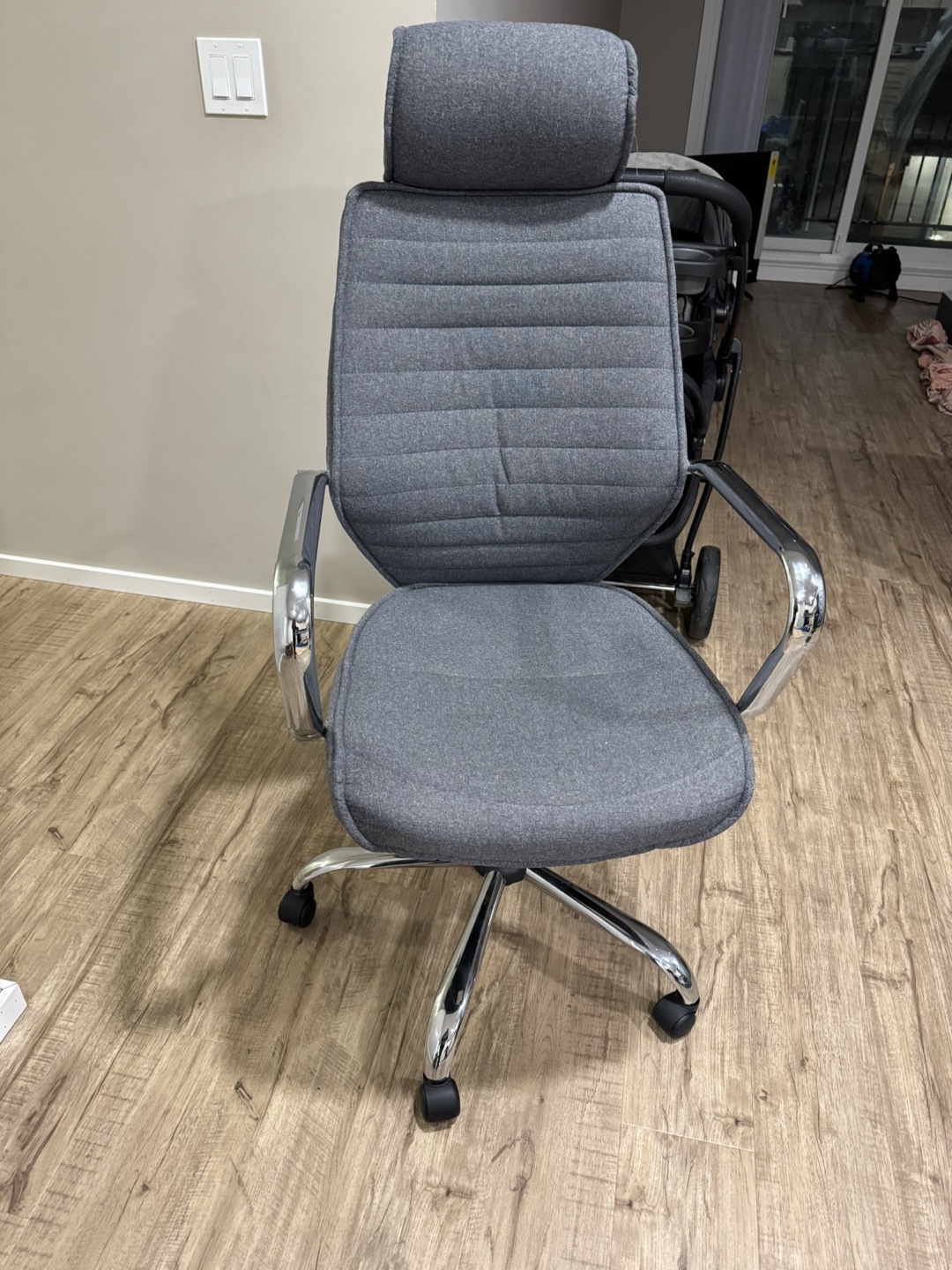 Grey Fabric Office Chair with Headrest - photo 2
