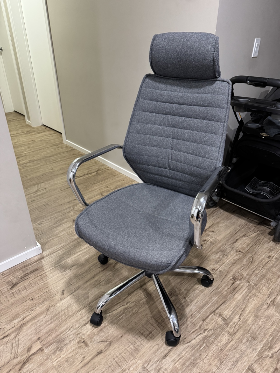 Grey Fabric Office Chair with Headrest