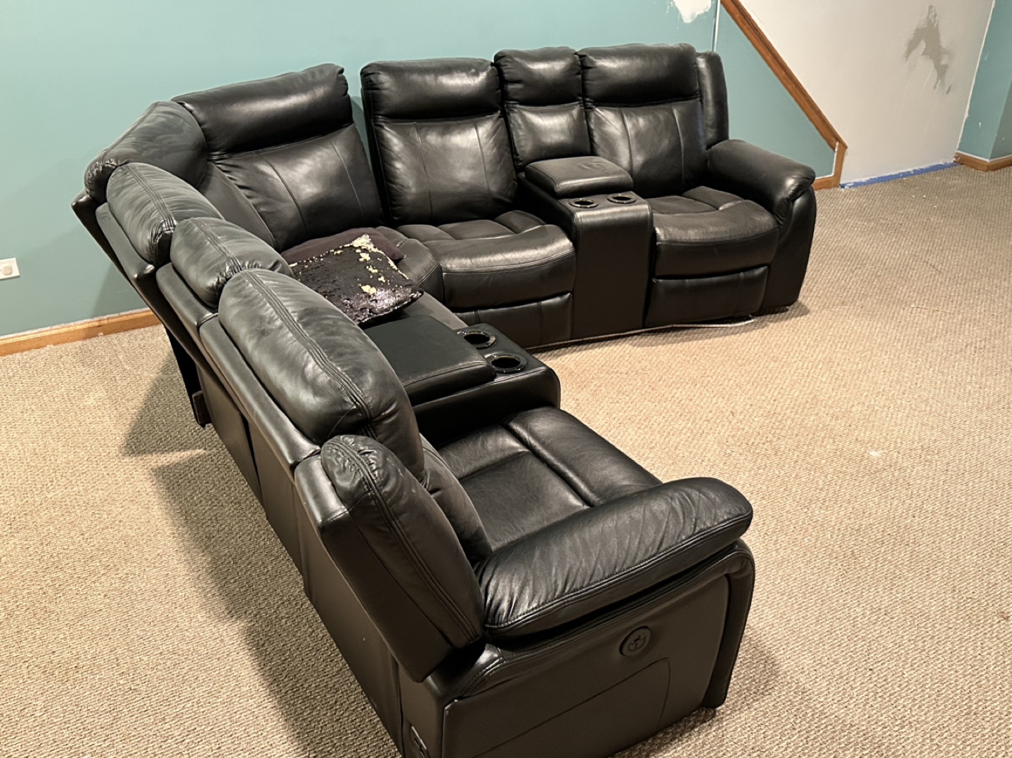 Black Leather Sectional Recliner