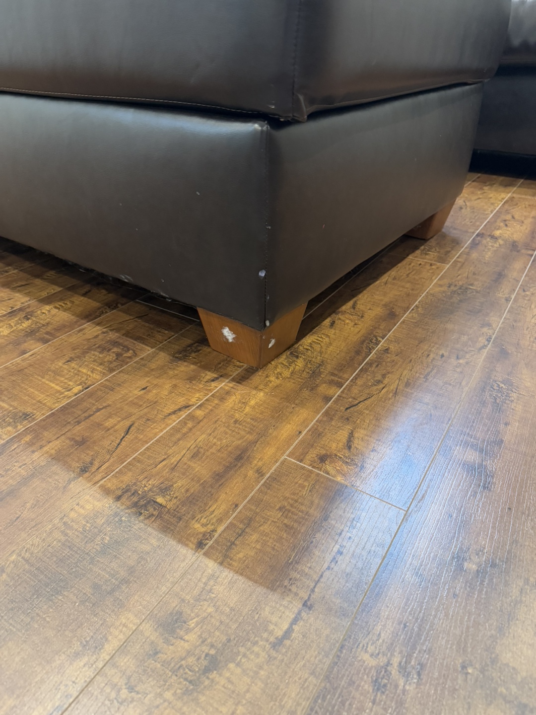 Brown Leather Sectional Sofa with Ottoman - photo 5