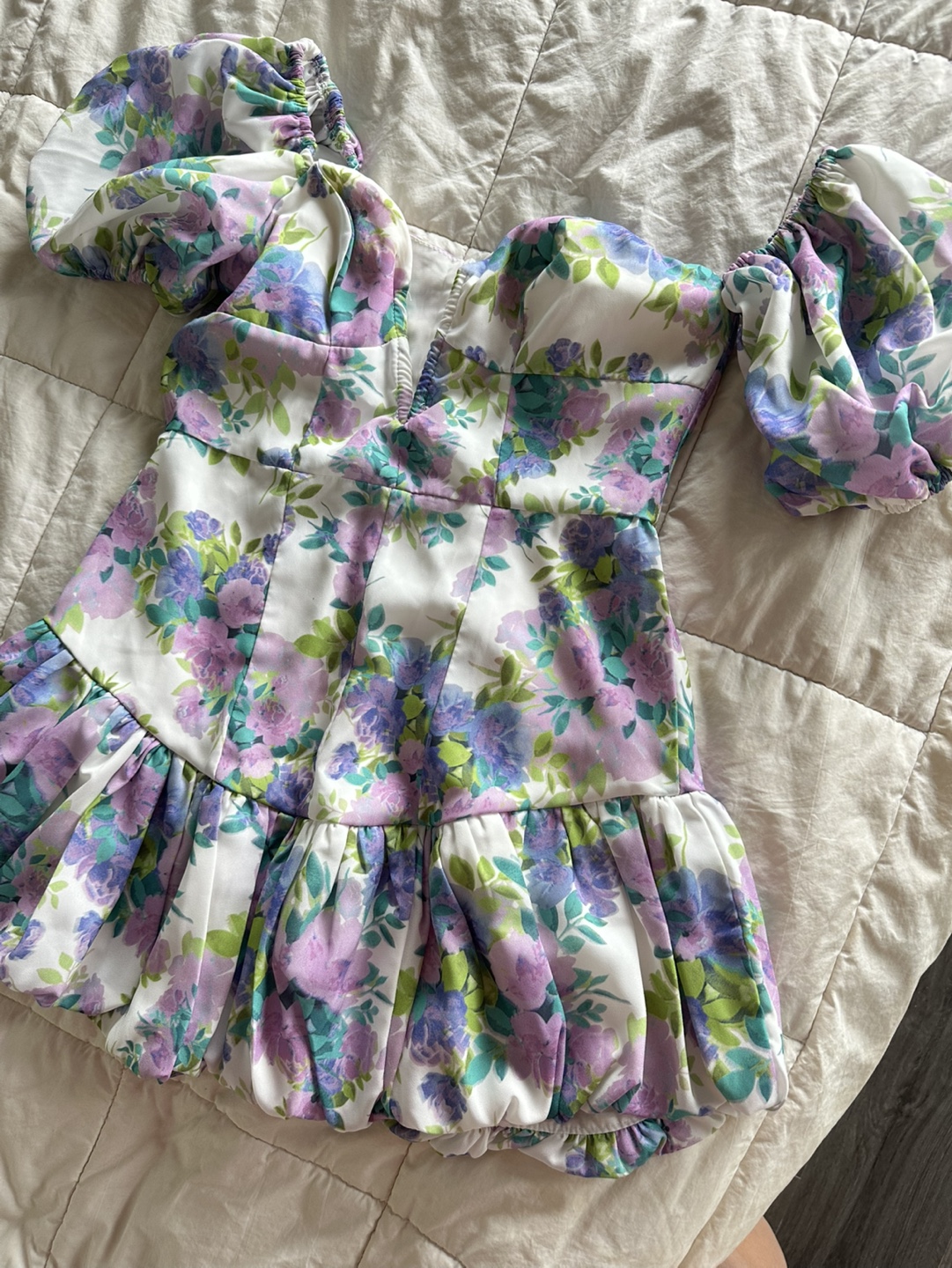 Floral Puff Sleeve Mini Dress